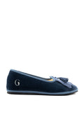 Handcrafted Gondolina Monte Cristallo fringe tassel flats in light blue velvet, featuring authentic Venetian design, side view