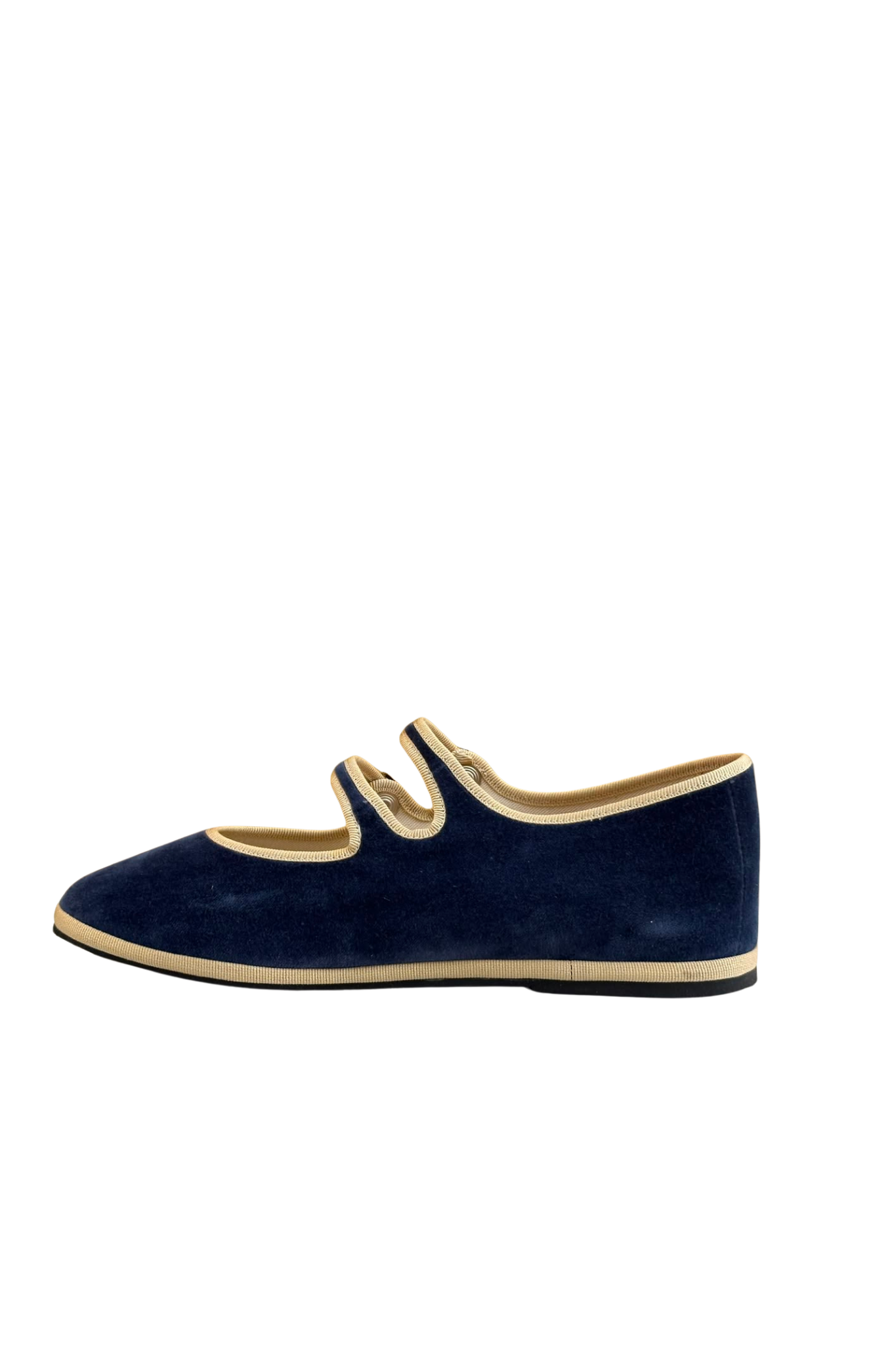 Made in Italy Gondolina Shoes Adriatica Mary Jane in blue and beige velvet, back side view