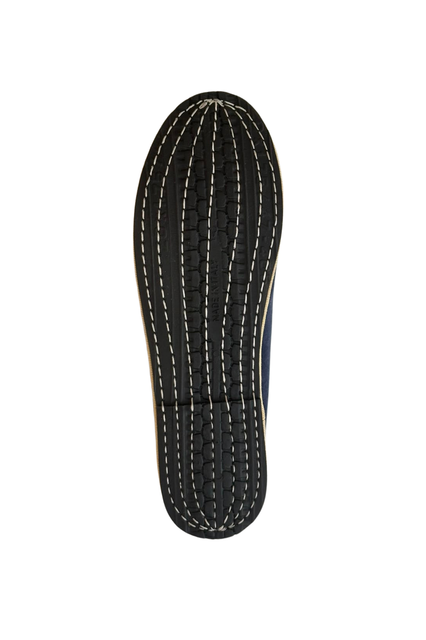 Made in Italy Gondolina Shoes Adriatica Mary Jane in blue and beige velvet, sole detail view