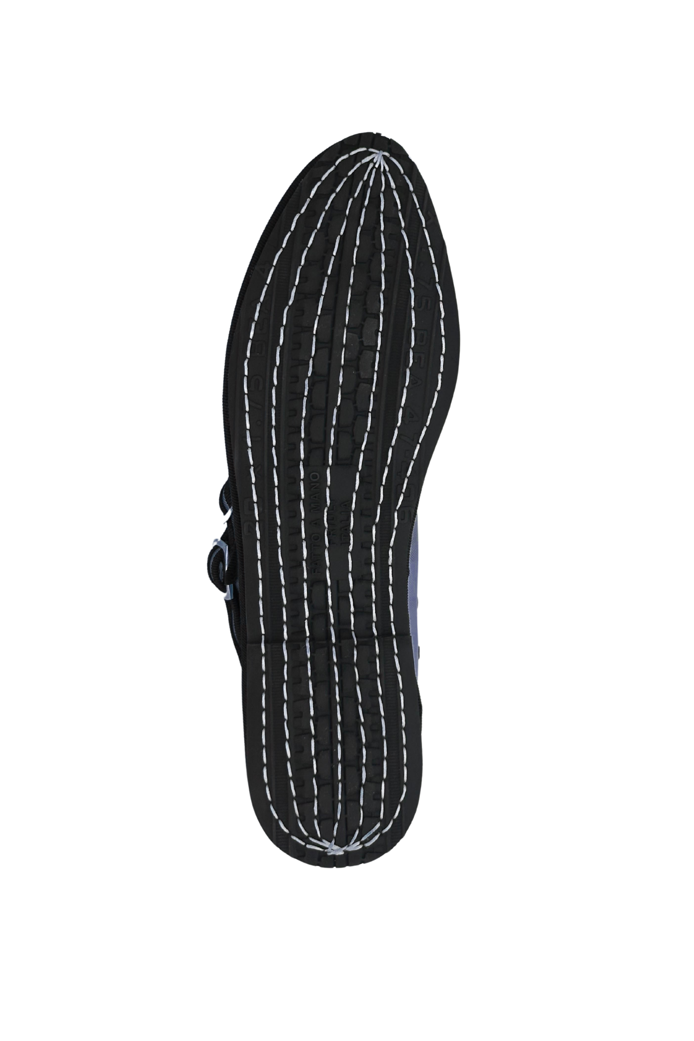 Made in Italy Gondolina mesh Mary Jane shoes in blue and white polka dots, sole detail view