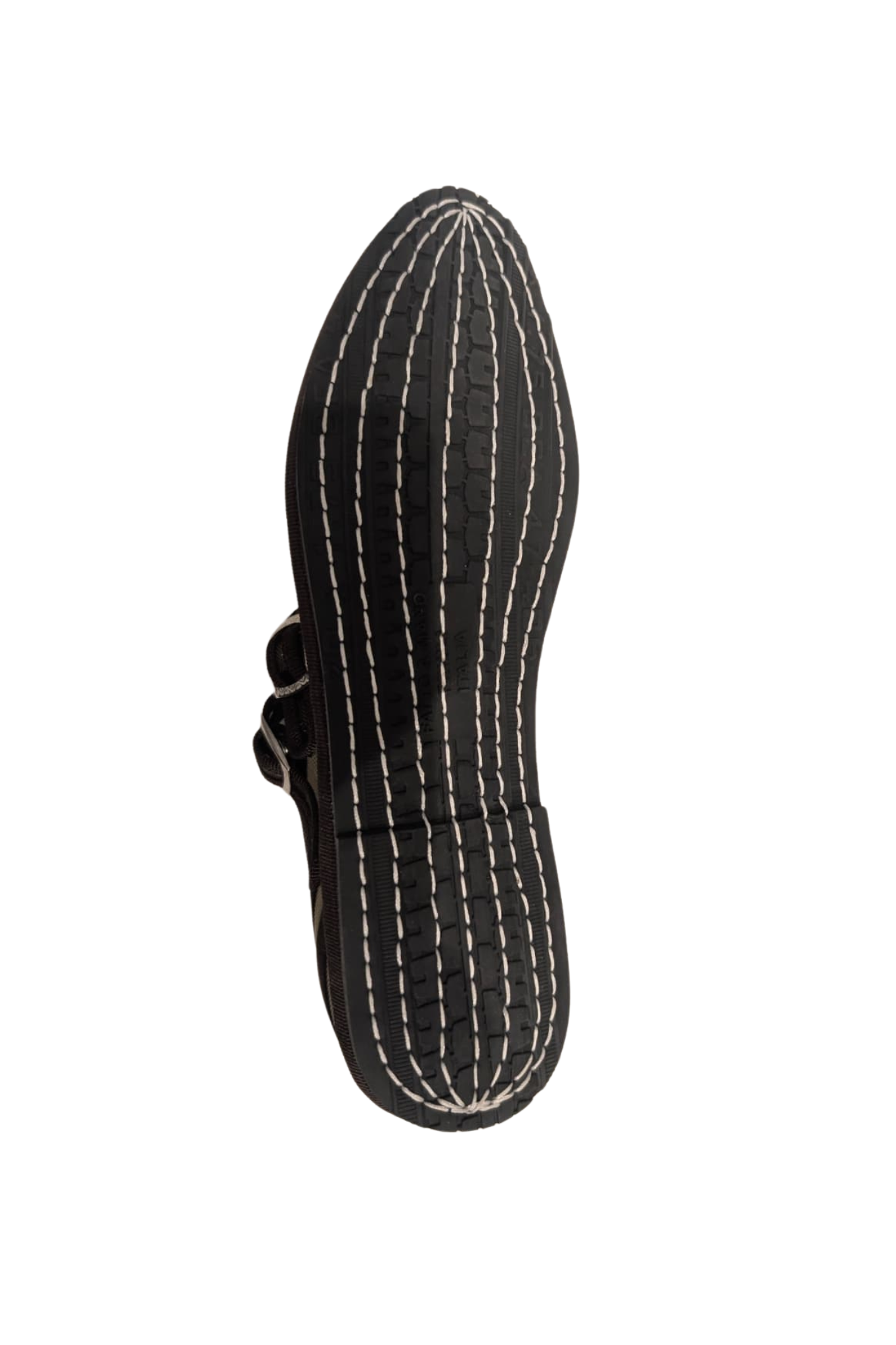 Made in Italy Gondolina mesh Mary Jane shoes in brown stripes, sole detail view