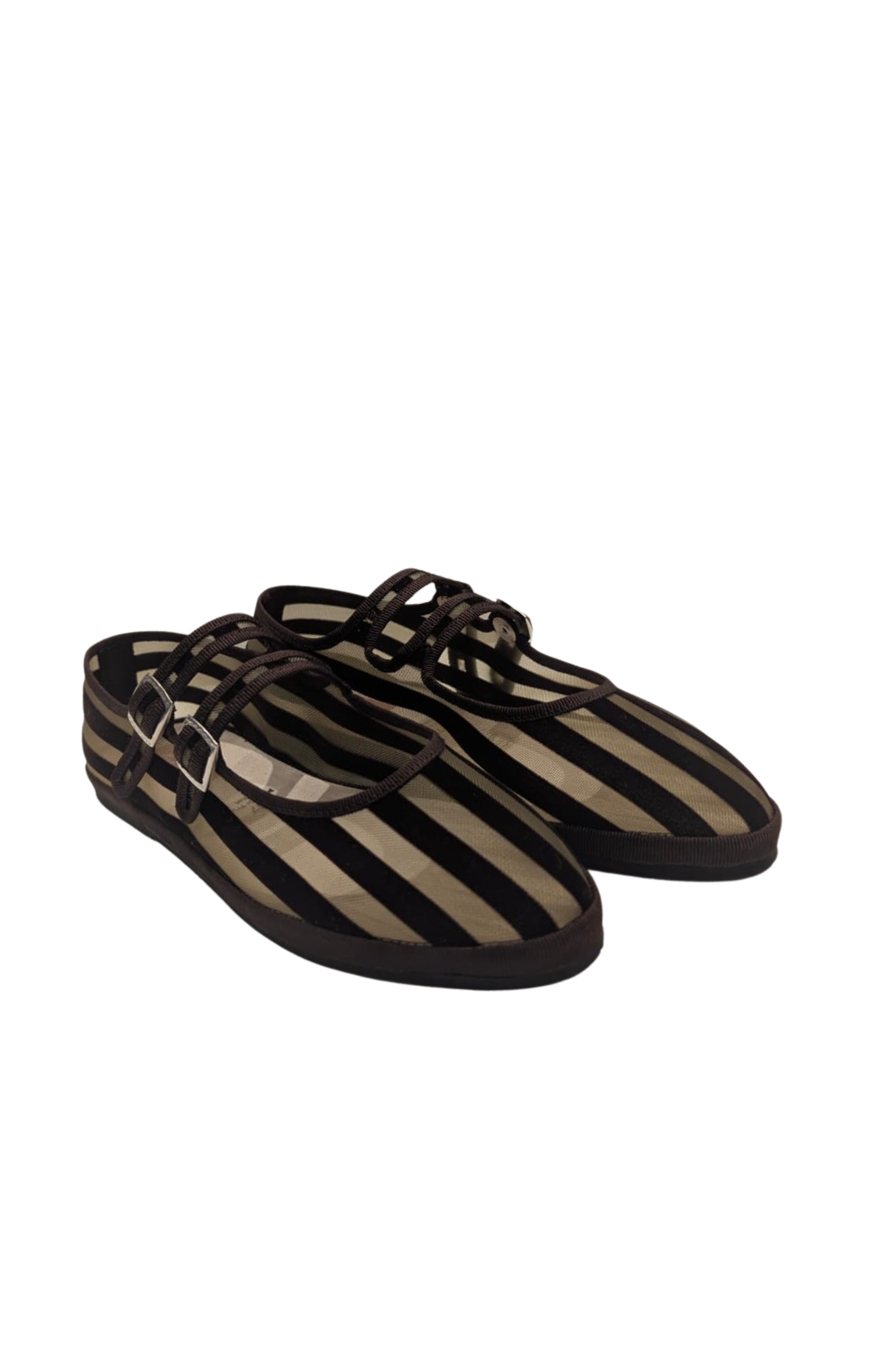 Made in Italy Gondolina mesh Mary Jane shoes in brown stripes, pair product view