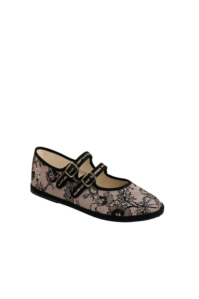 Made in Italy Gondolina Shoes Coron Mary Jane shoes in black lace, angled view