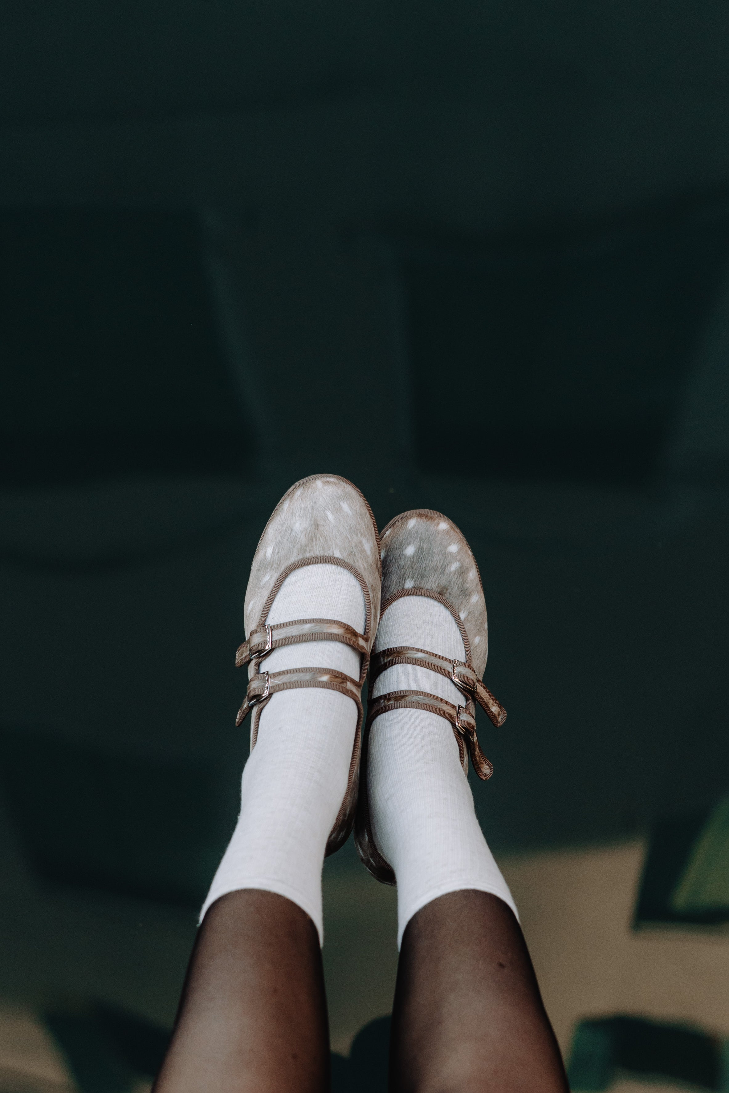 Handcrafted Gondolina Deer Mary Jane in deer print, featuring authentic Venetian design, lifestyle