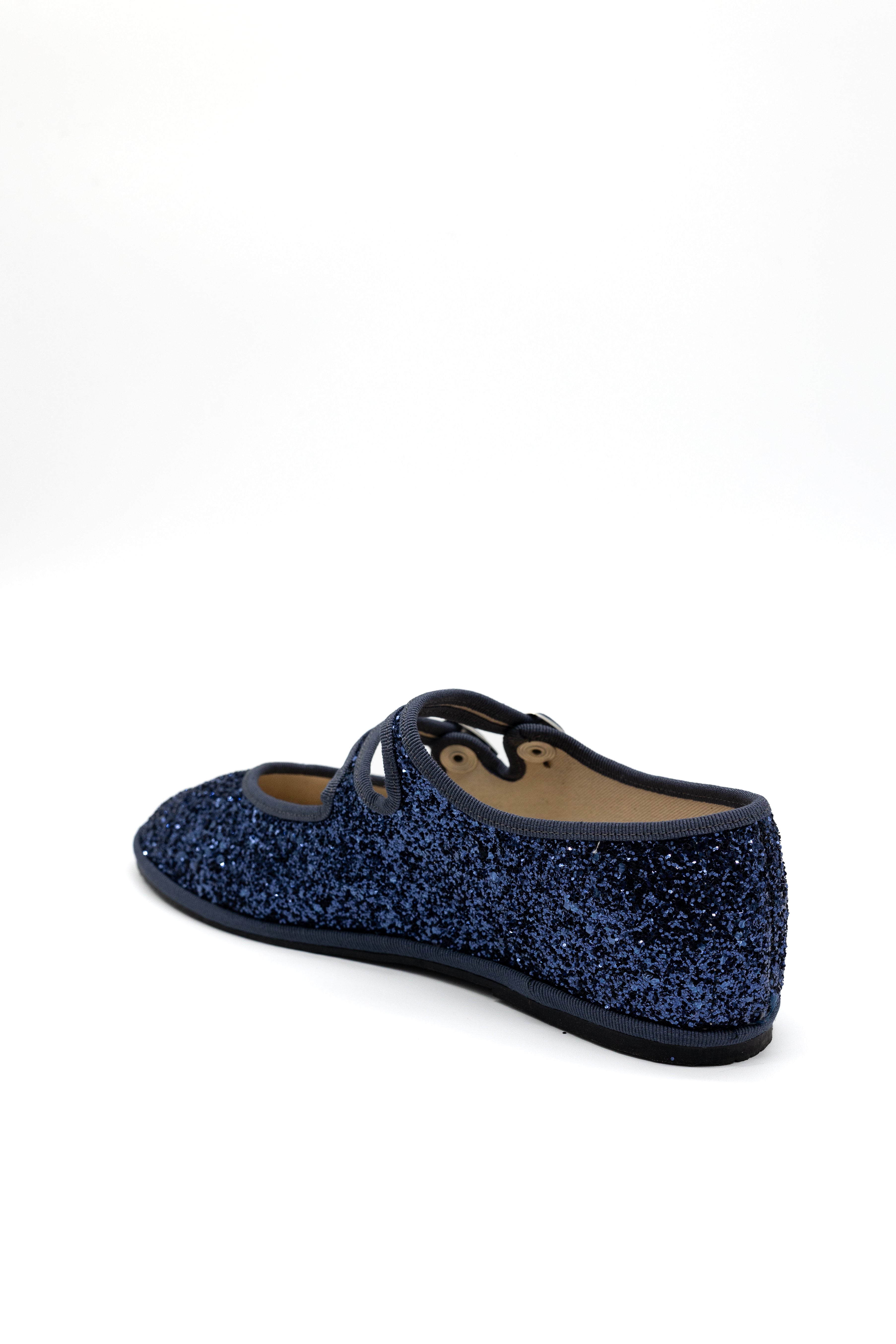 Gondolina Shoes Gran Canale Mary Jane in blue glitter, back view