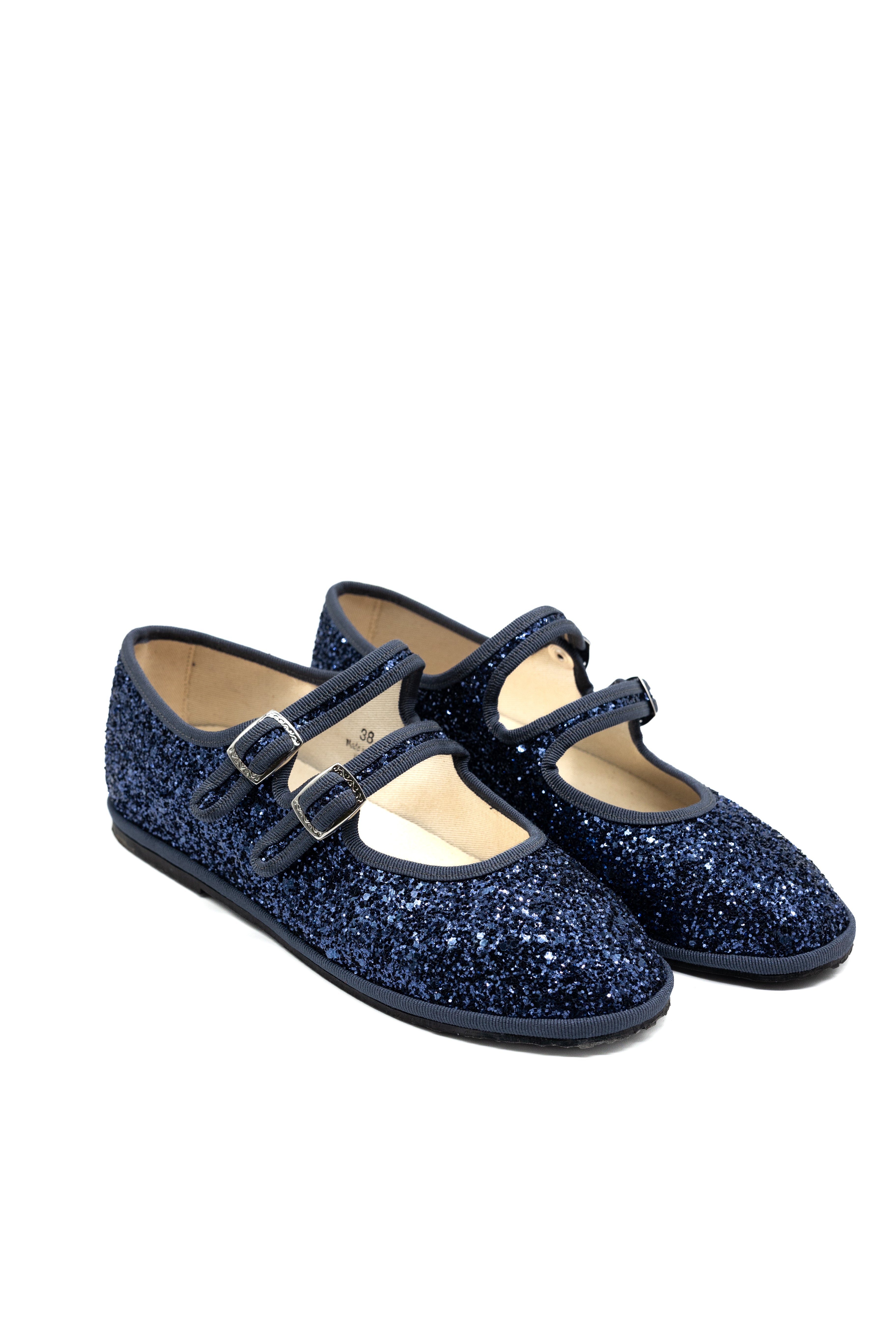 Gondolina Shoes Gran Canale Mary Jane in blue glitter, product pair view