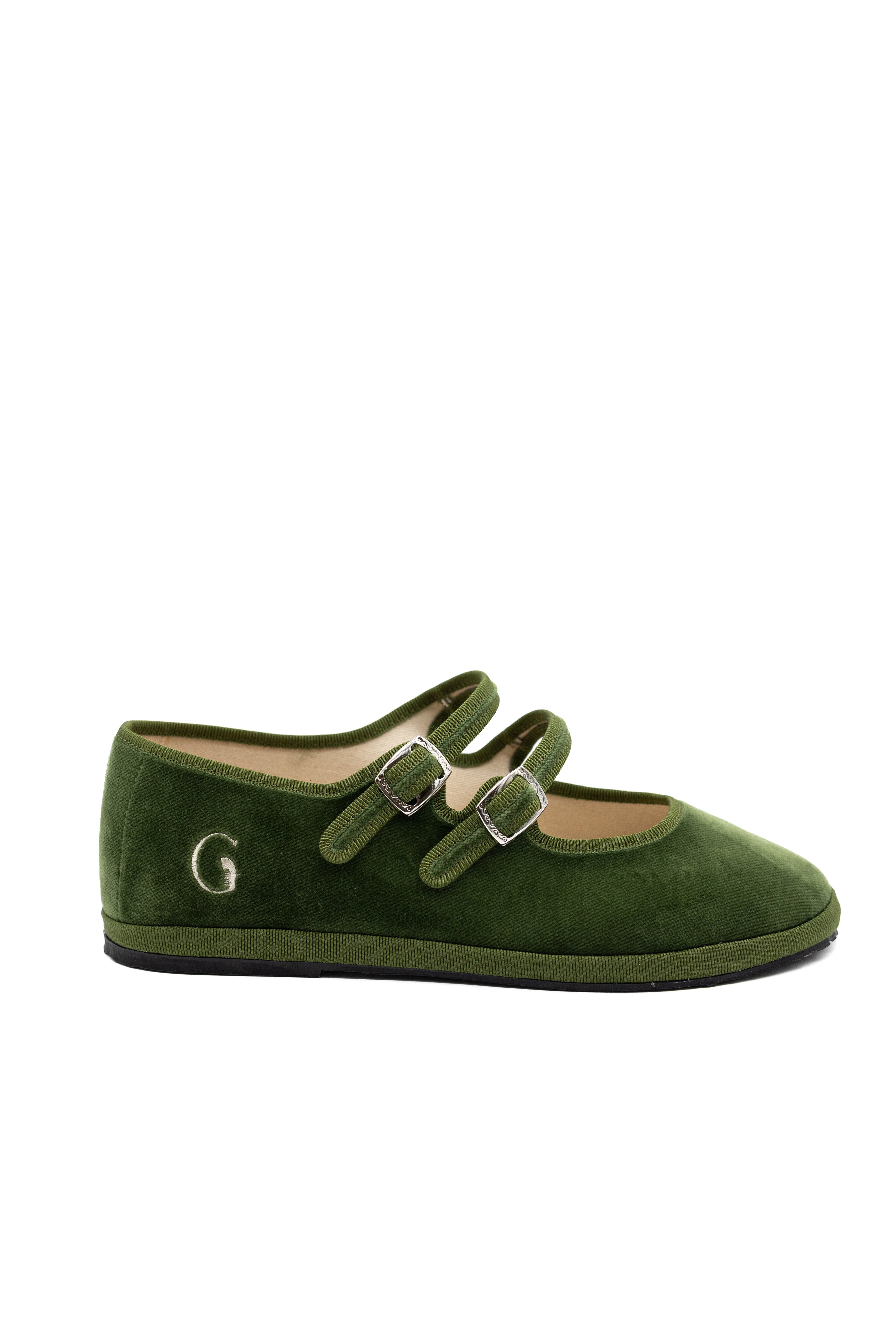 Gondolina Shoes Guglie Mary Jane in light green velvet, main view