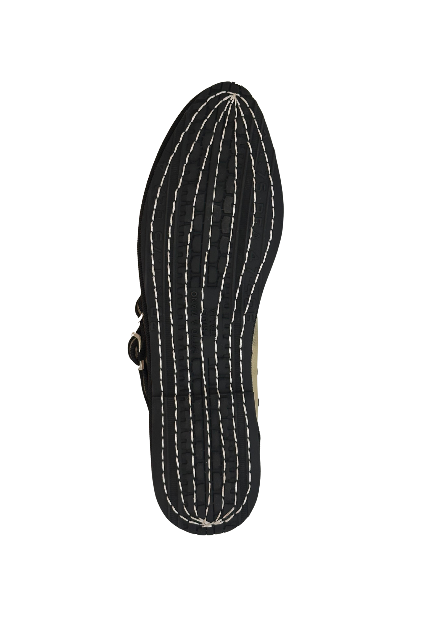Made in Italy Gondolina mesh Mary Jane shoes in black and white polka dots, sole detail view