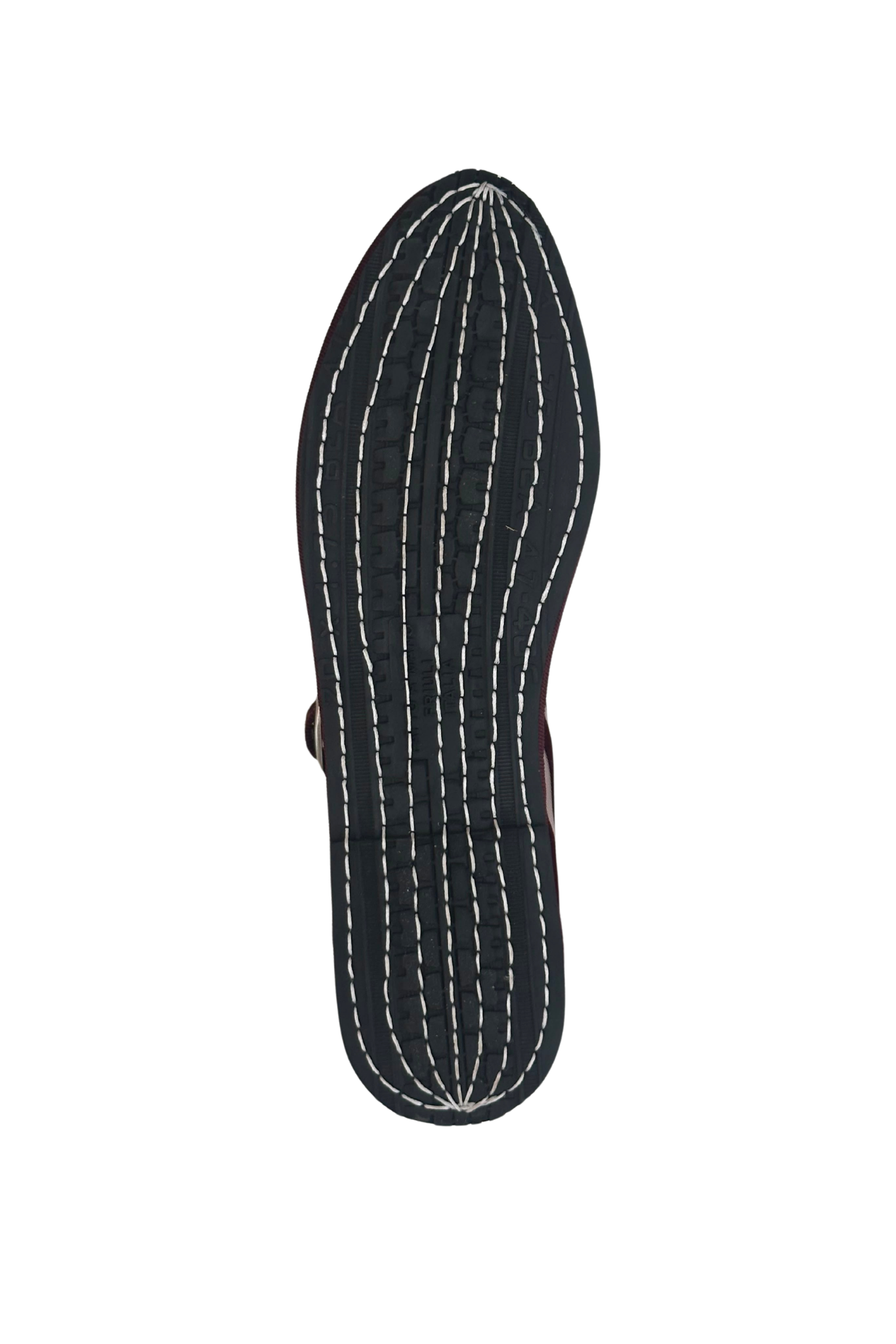 Made in Italy Gondolina Shoes Murazzi Mary Jane mesh in burgundy stripes, sole detail view