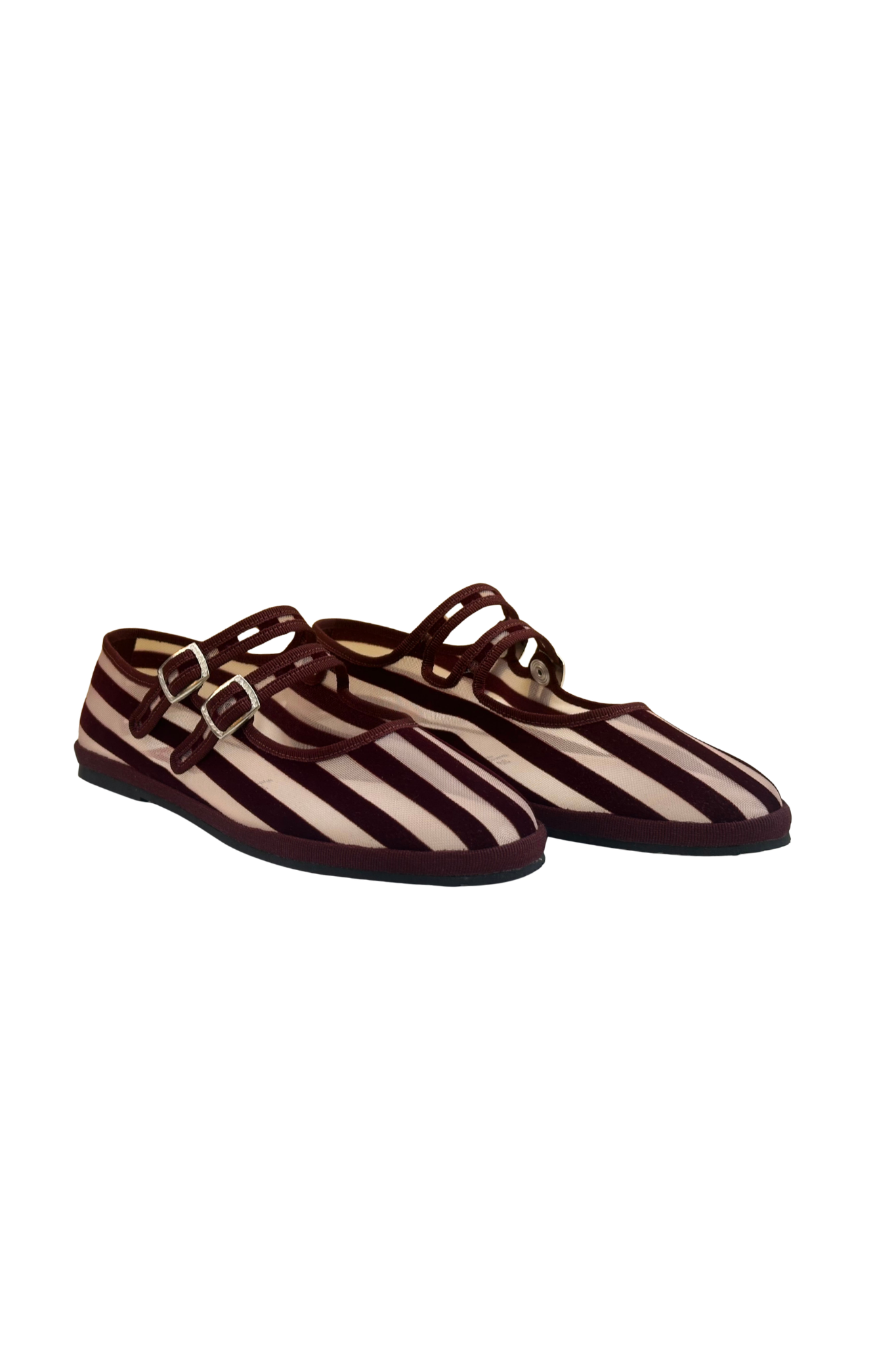 Made in Italy Gondolina Shoes Murazzi Mary Jane mesh in burgundy stripes, pair product view