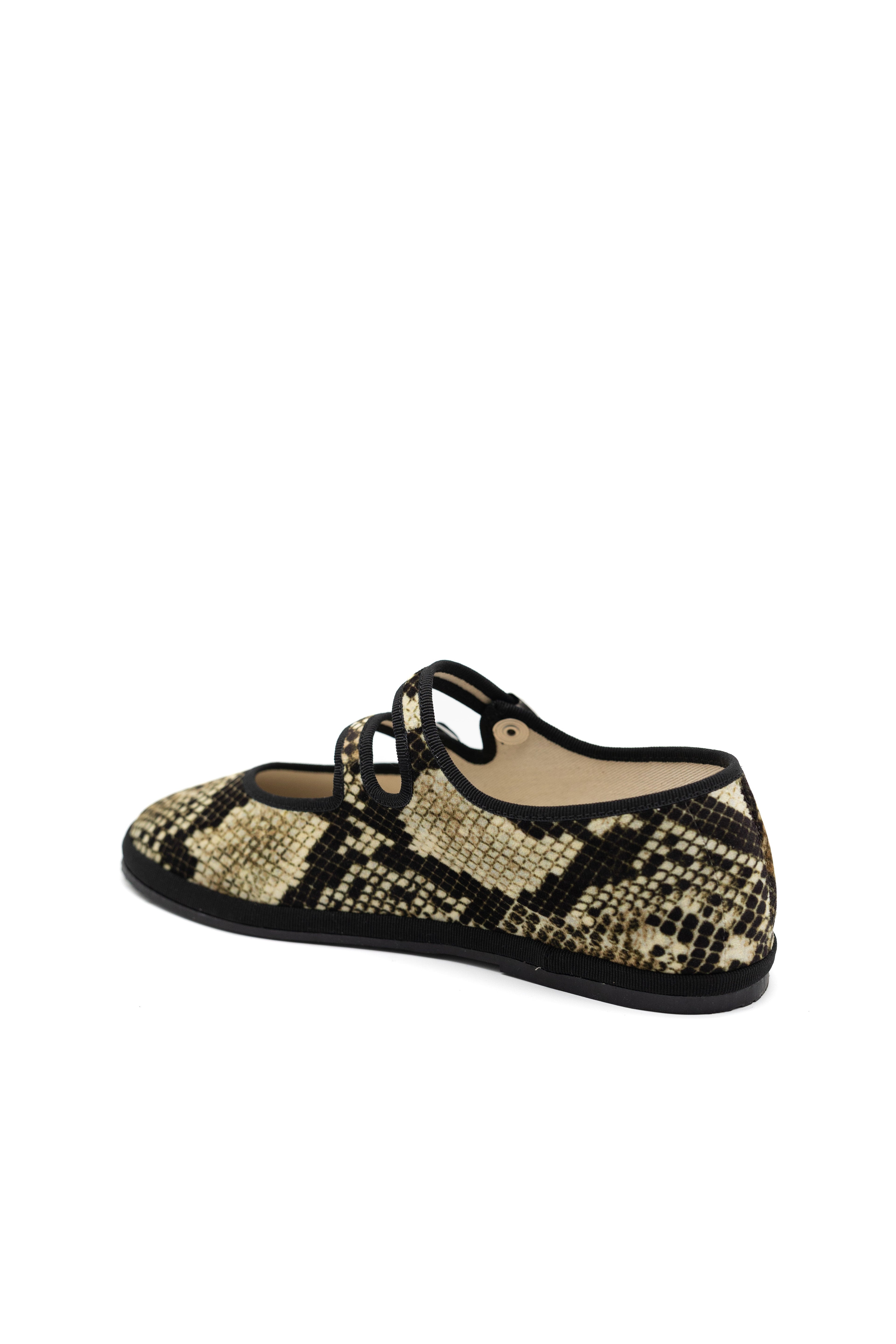 Handcrafted Gondolina Snake  Mary Jane in snake print, featuring authentic Venetian design, back view