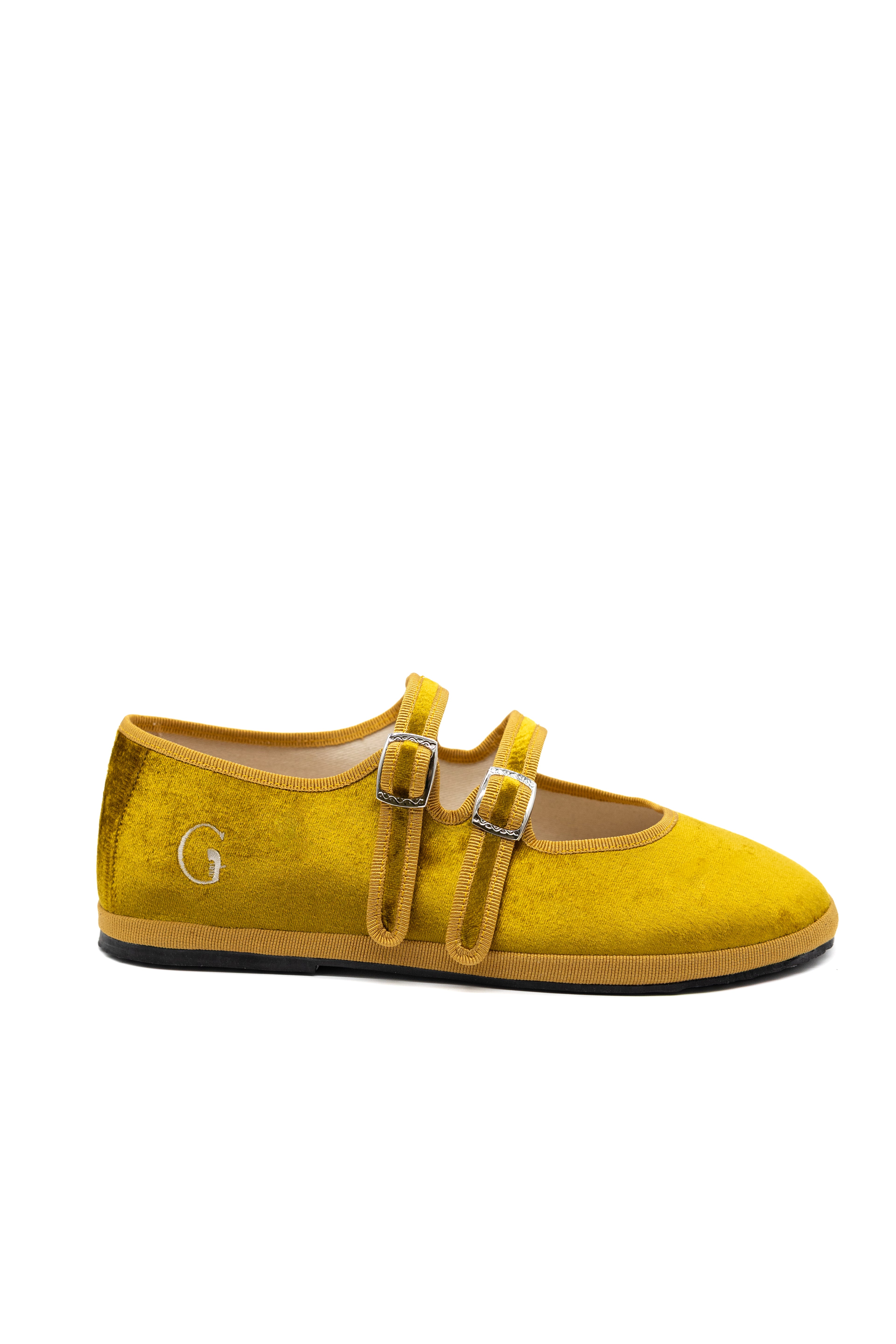 Gondolina Shoes Sospiri Mary Jane in gold yellow silk velvet, main view