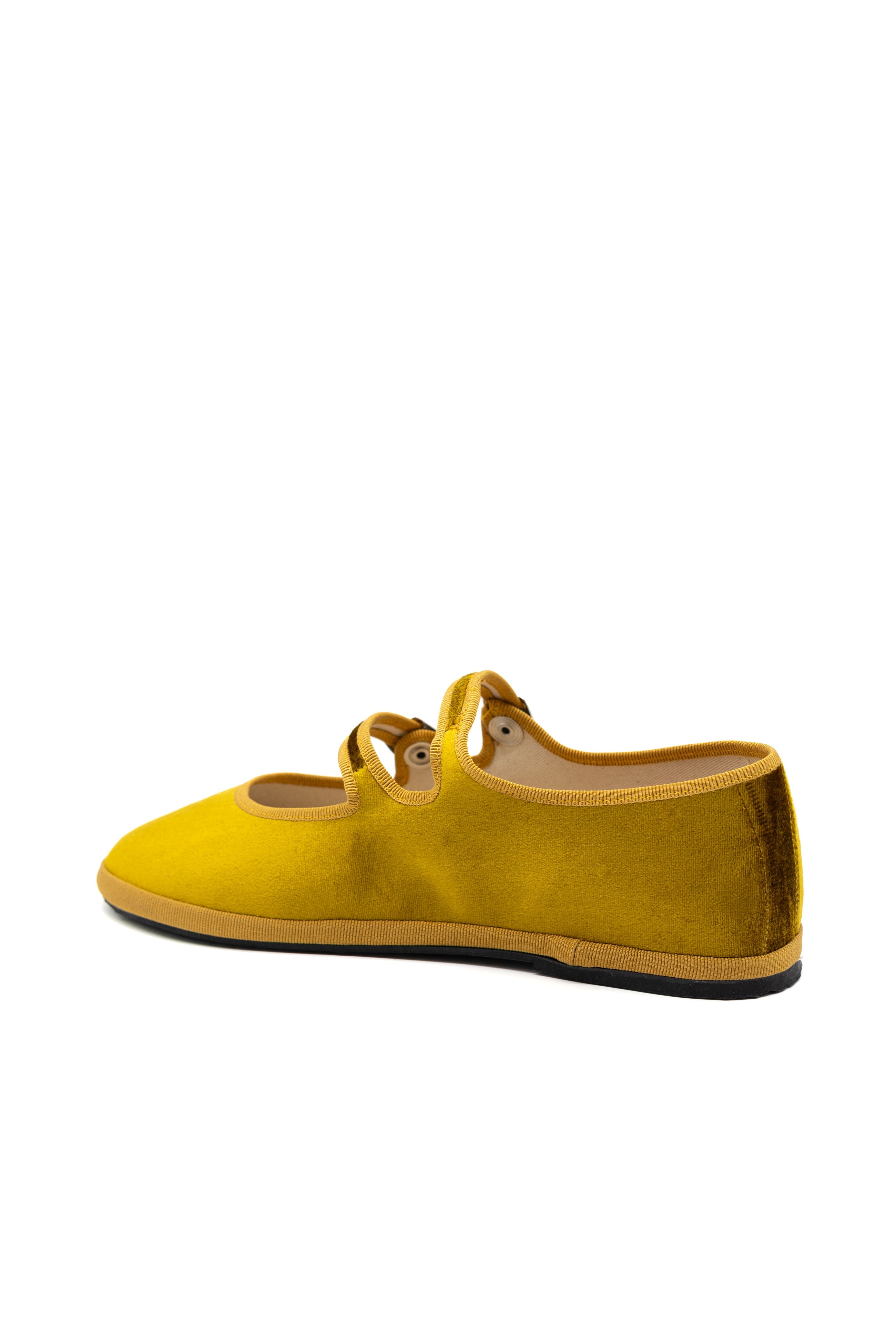 Gondolina Shoes Sospiri Mary Jane in gold yellow silk velvet, back view