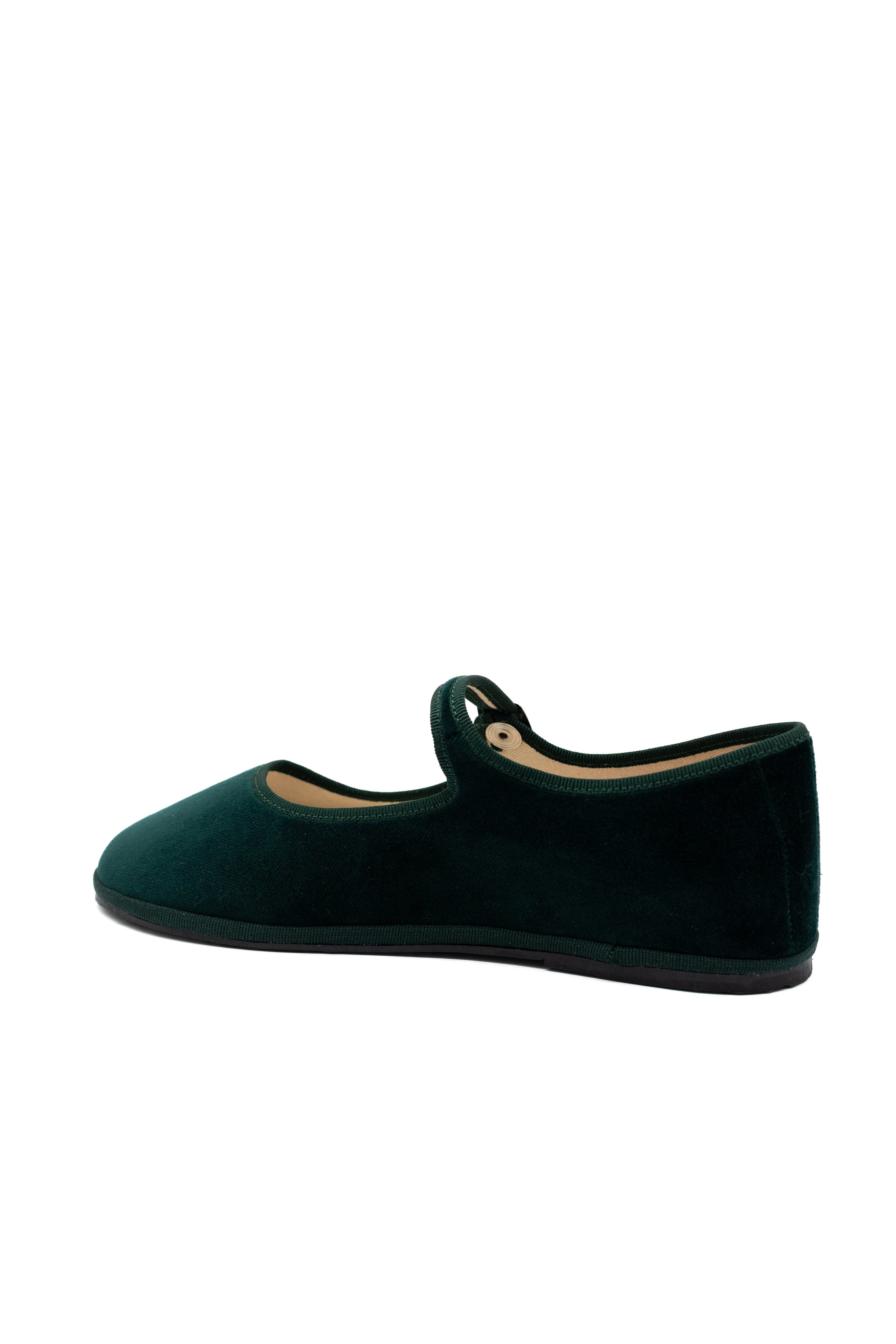 Handcrafted Gondolina Vignole  Mary Jane in dark green velvet, featuring authentic Venetian design, backview