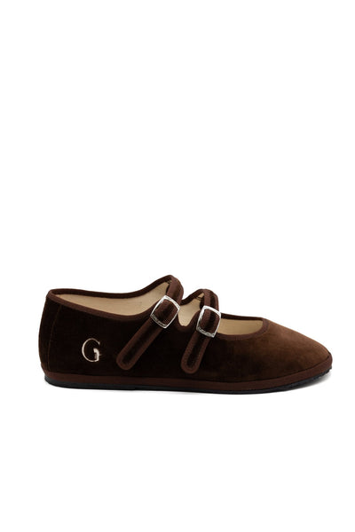Gondolina Mary Jane Sigari espresso brown velvet side view
